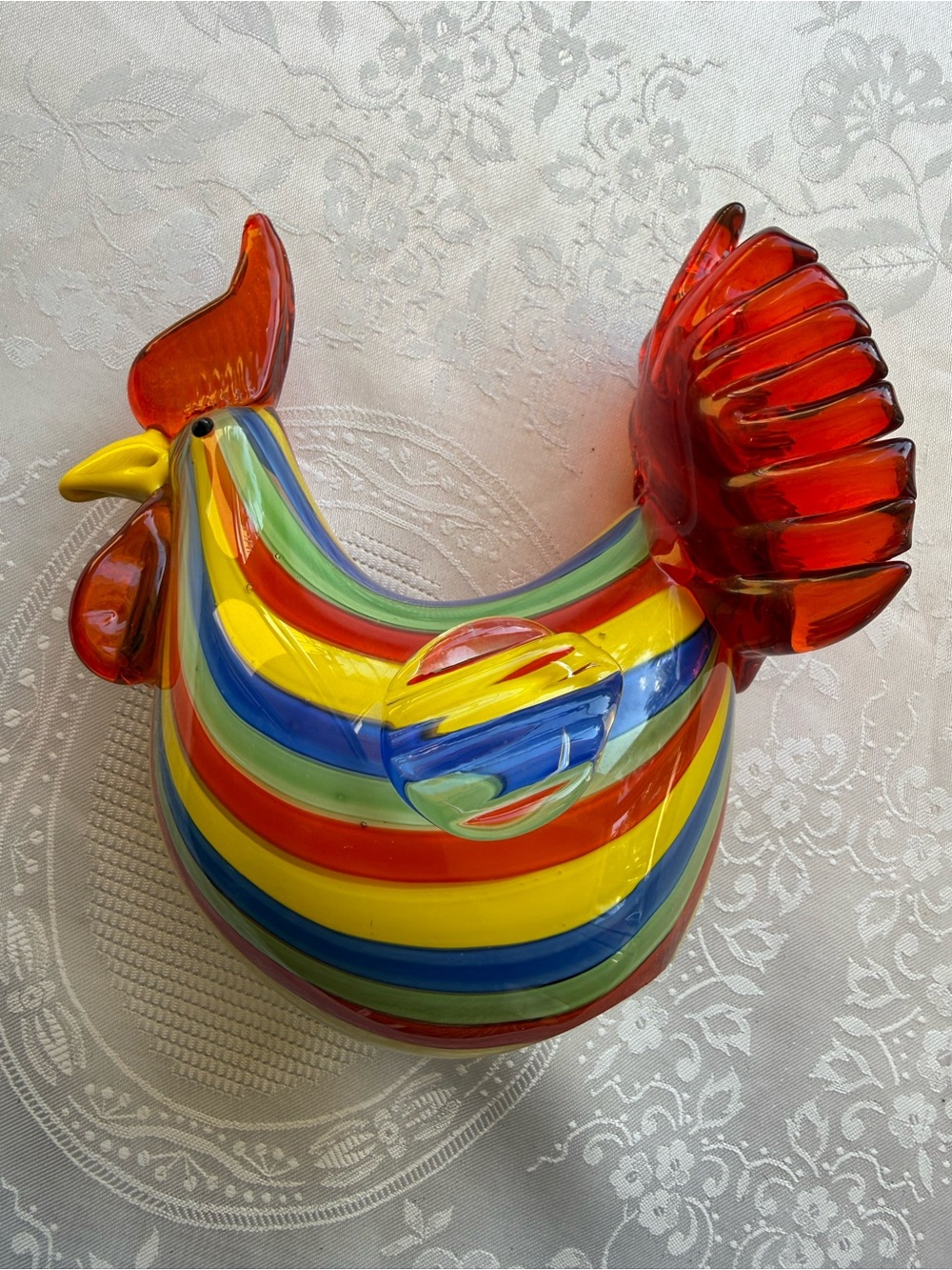 Lenox Rainbow Art Glass 8” inches Roster Figurine Home Decor Multicolored